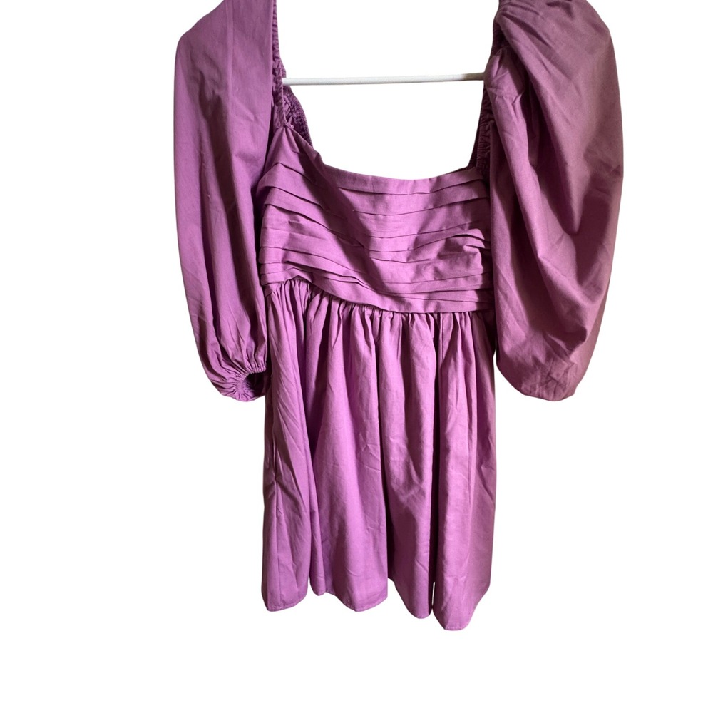 Abercrombie & Fitch Purple Puff Sleeve Pleated Babydoll Mini Dress Small